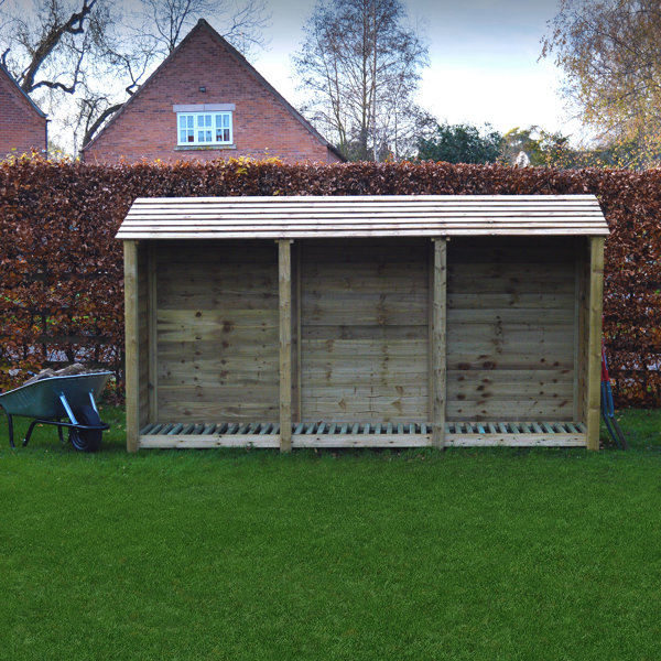 Mistana 340Cm W x 80Cm D Solid Wood Log Store Wayfair.co.uk